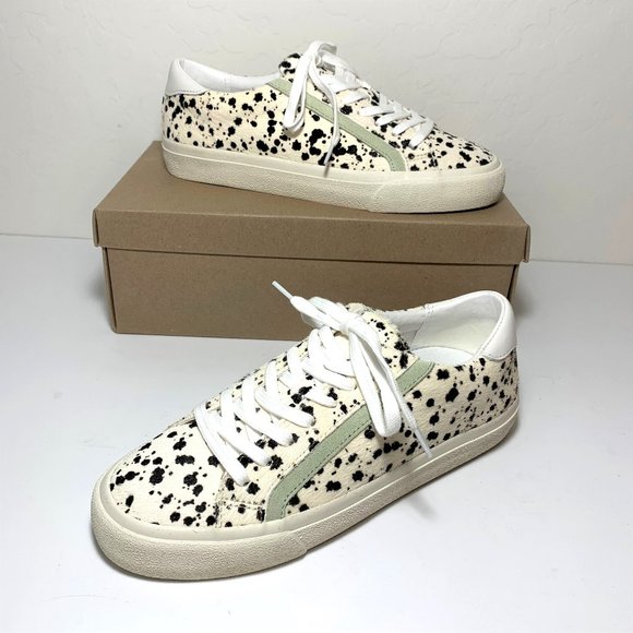 Madewell Sidewalk Calf Hair Low Top Sneakers Lace Up Splatter Paint Size 7 NEW - Picture 2 of 6